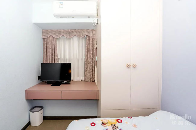 95㎡三居，客餐廳之間打造工作區(qū)，將生活與工作和諧結合